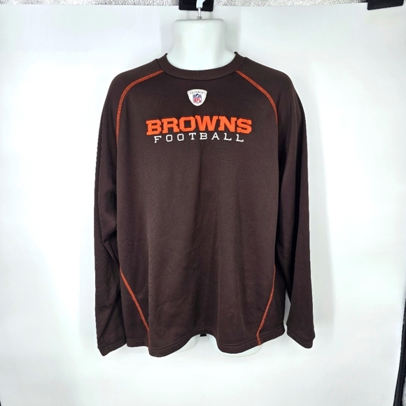 Cleveland Browns NFL Team Apparel Men's Large Reebok Long-Sleeve Crewneck Shirt - Picture 1 of 6